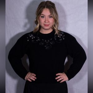 Vintage Black Beaded Sweater